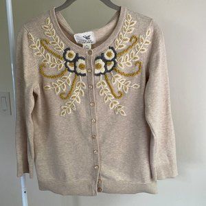 Anthropologie Tabitha Sweater Beaded Boho Art Deco